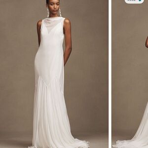 Anthropologie Sheer White Wedding Dress